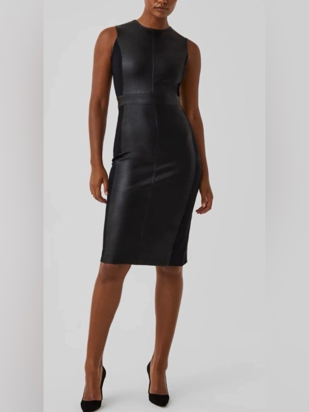 NWT SPANX leatherlike combo black gorgeous dress